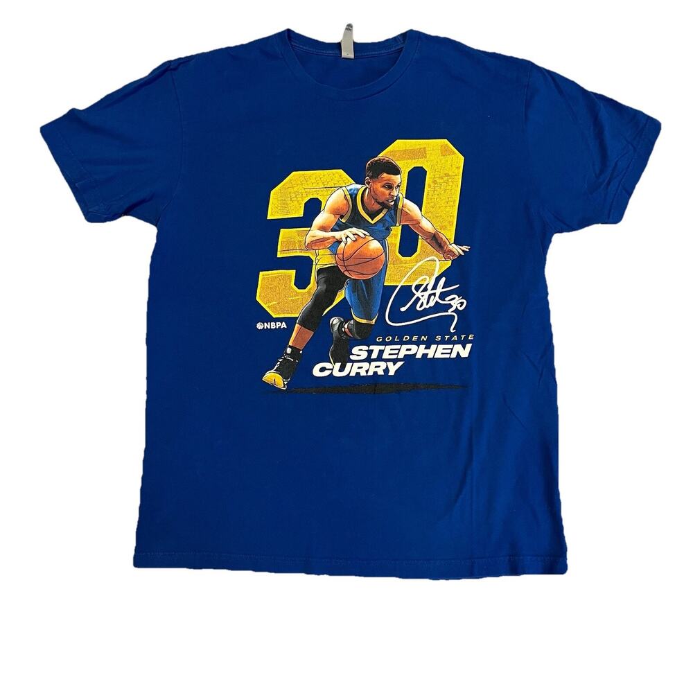 Steph Curry 30 Signature T-Shirt Blue Size Large Next Level NBPA